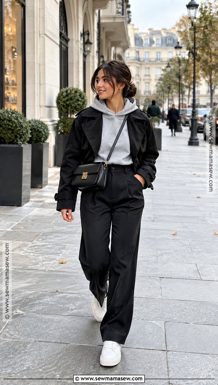 Hoodie and Tailored Pants Fall Outfit - 20 Fall Outfits Short for Women