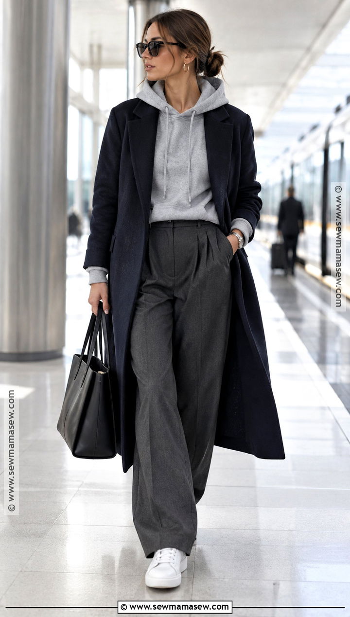Hoodie and Tailored Trousers Fall Outfit - 25 outfit ideas for fall