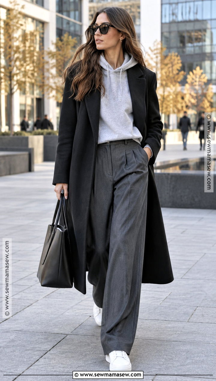 Hoodie and Tailored Trousers Fall Street Outfit - 15 Fall Street Outfits for Women