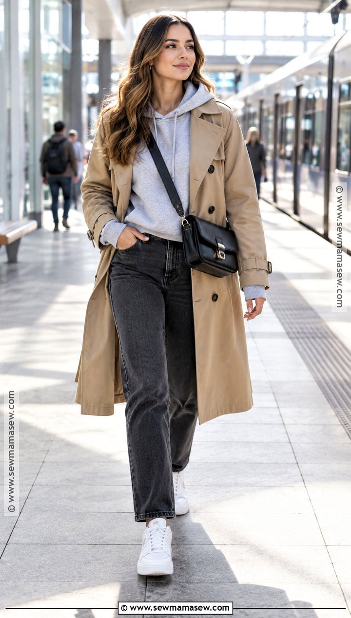 Hoodie and Trench Coat Fall Outfit - 25 cute fall clothes