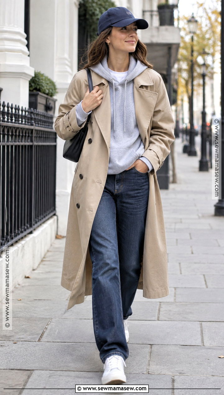 Hoodie and Trench Coat Fall Outfit - 15 Fall Outfits 2026 Comfy