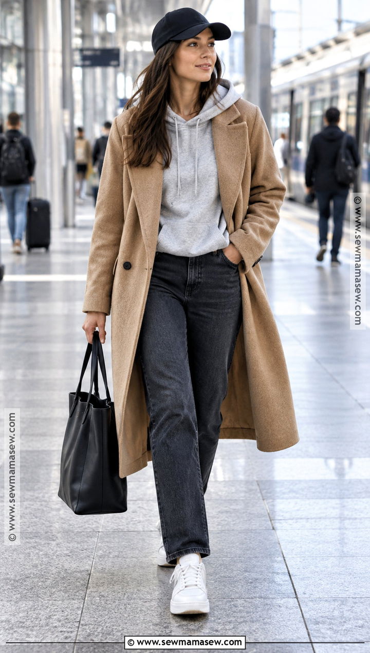 Hoodie and Wool Coat Fall Outfit - 20 style for fall ideas