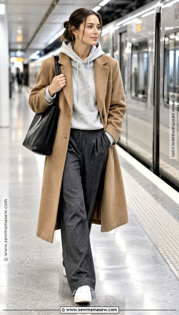 Hoodie and Wool Coat Fall Outfit - 30 fall inspo outfits