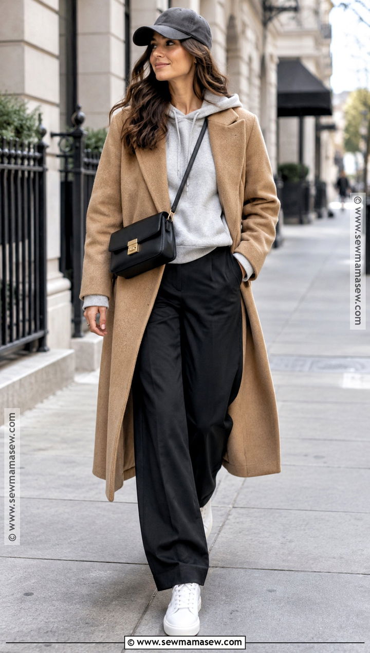 Hoodie and Wool Coat Outfit - 15 cozy season outfits