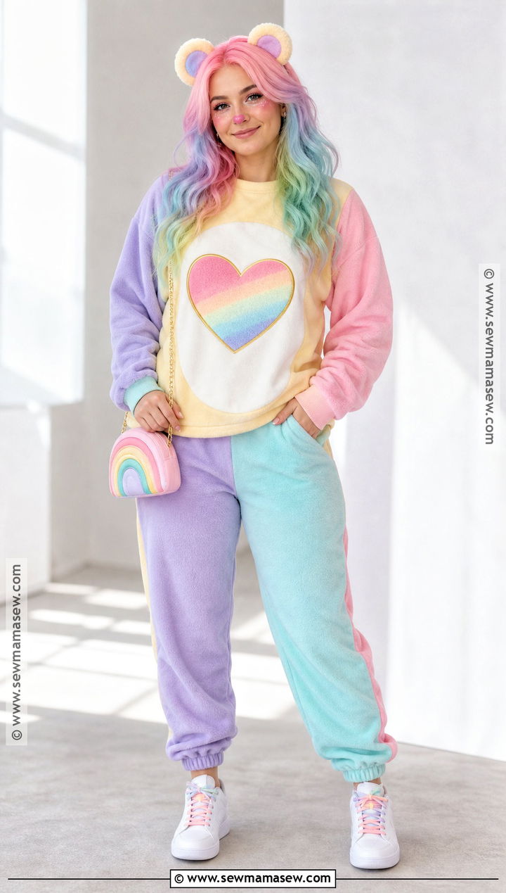 Hopeful Heart Bear Costume With Rainbow Heart Badge - 30 care bears halloween costume ideas