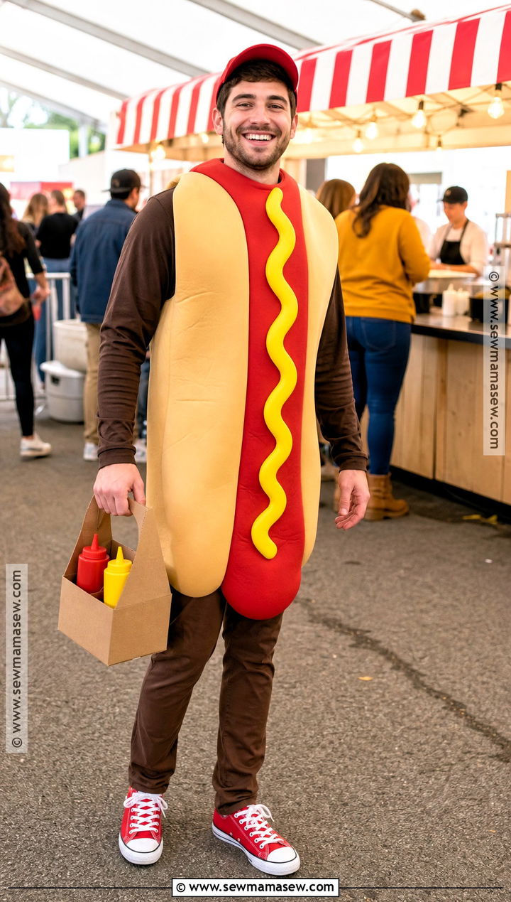 Hot Dog Costume With Red And Yellow Details - 30 costumes for guys