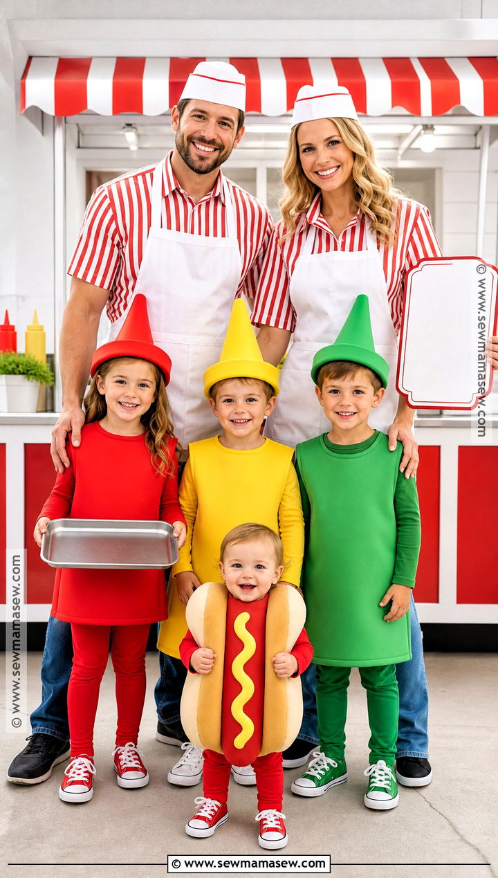 Hot Dog Stand Family Costume With Toddler - 35 family halloween costumes with for toddlers