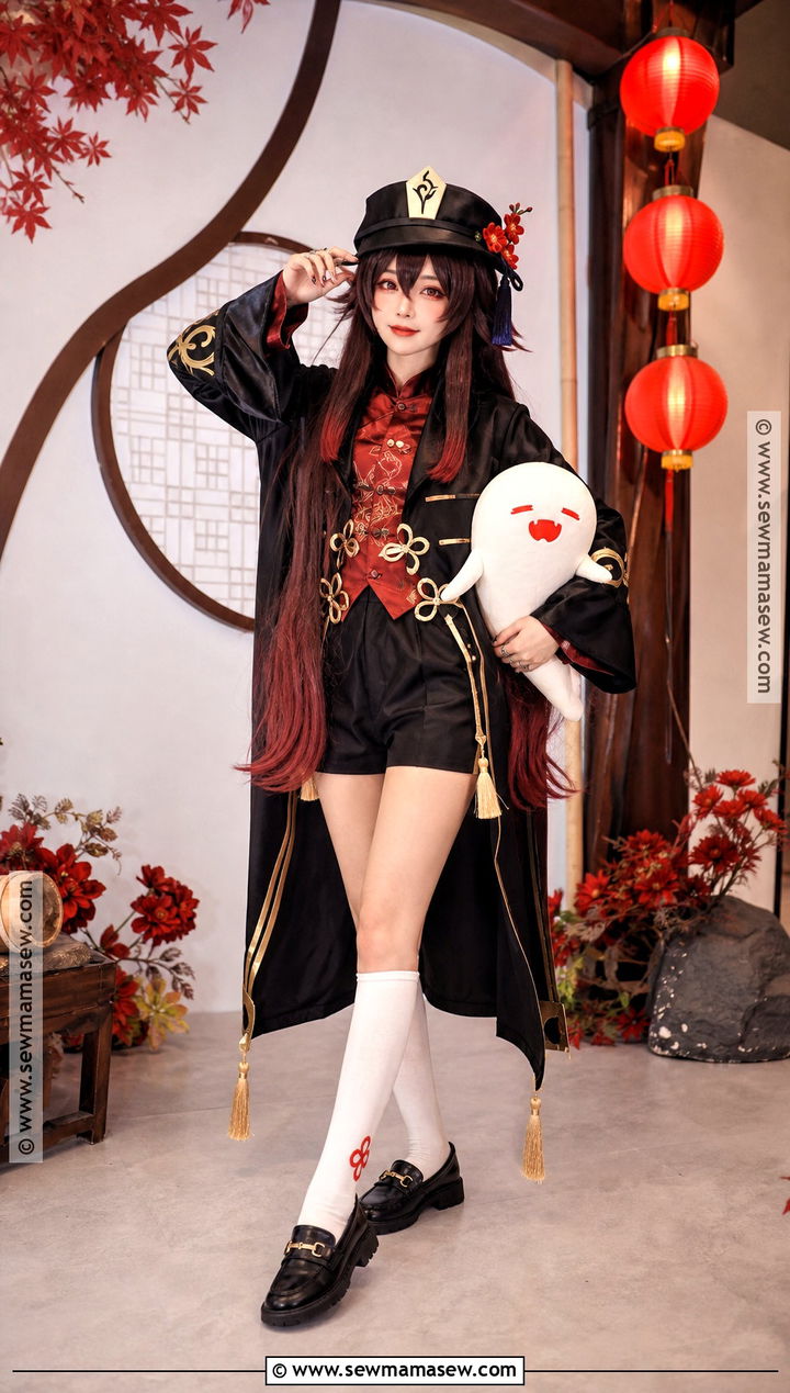 Hu Tao Cosplay With Black Coat - 30 genshin cosplays