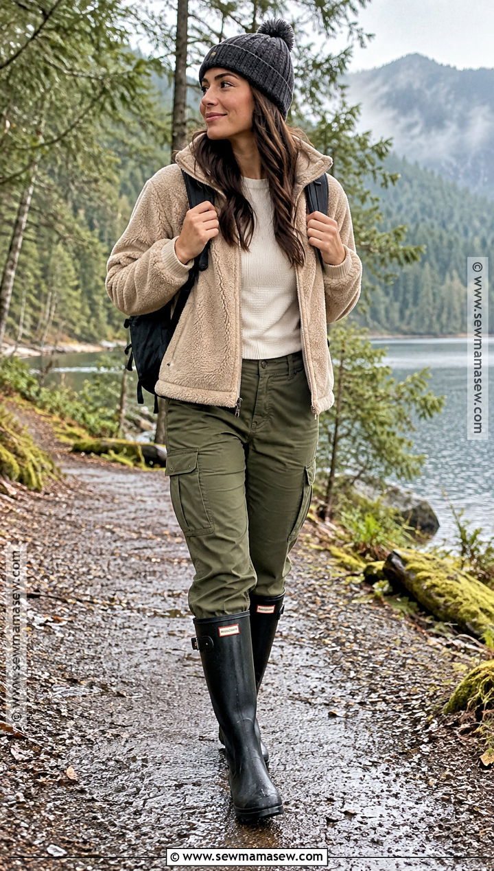 Hunter Boots With Cargo Pants And Fleece Jacket - 25 hunter boots outfit fall