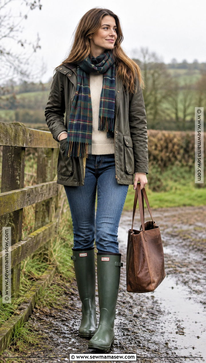 Hunter Boots With Straight Jeans And Barn Jacket - 25 hunter boots outfit fall