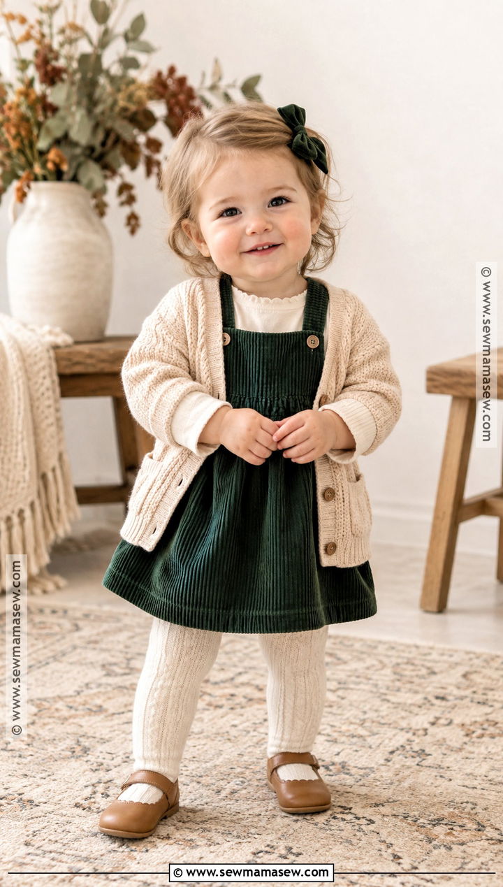 Hunter Green Pinafore Dress Outfit - 15 Green Baby Clothes Fall