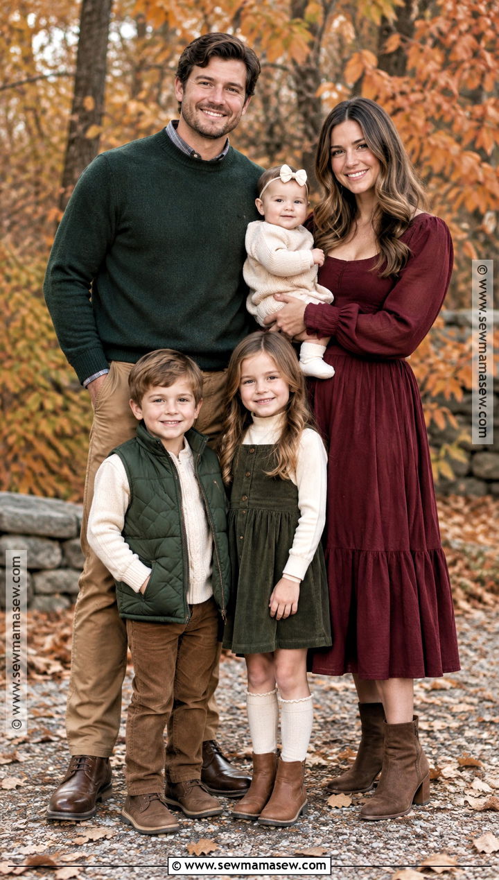 Hunter Green and Burgundy Family Photo Outfit - 15 family photo outfits fall green