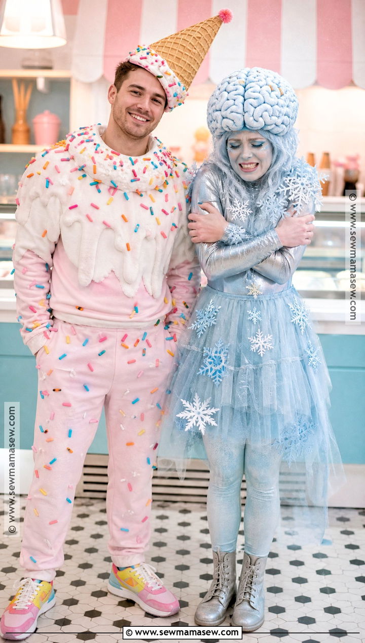 Ice Cream And Brain Freeze Couple Costume - 35 funny halloween costumes for couples