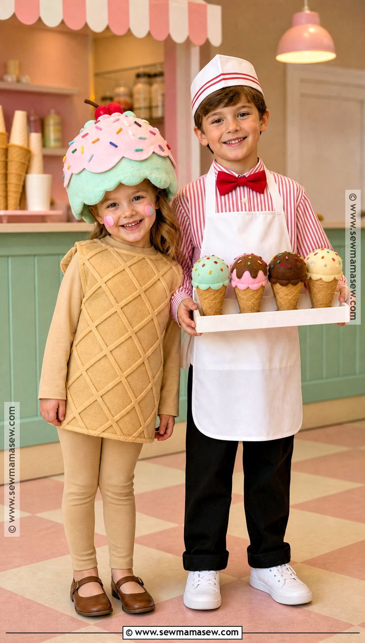 Ice Cream And Ice Cream Seller Sibling Costume - 40 sibling halloween costumes