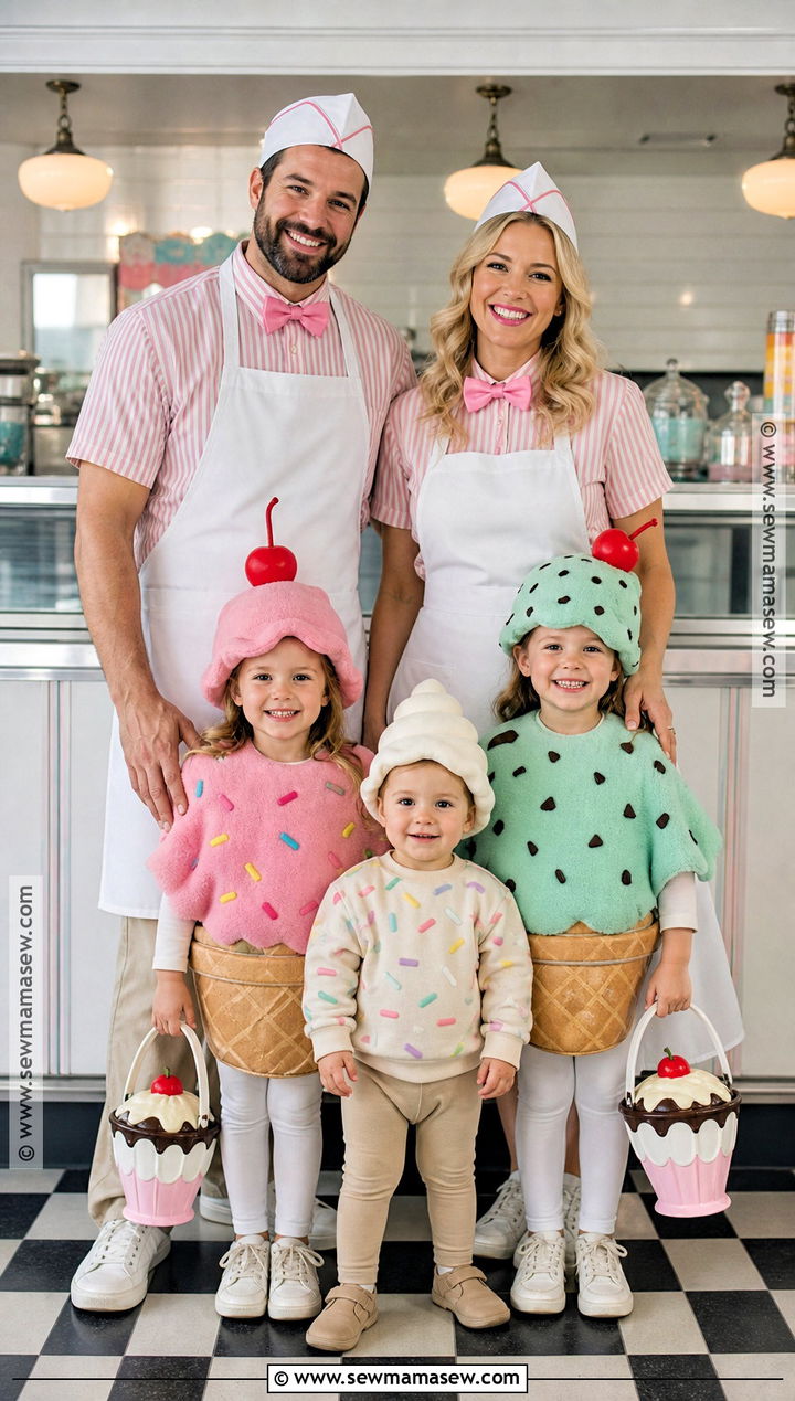 Ice Cream Parlor Family Costume With Toddler - 35 family halloween costumes with for toddlers