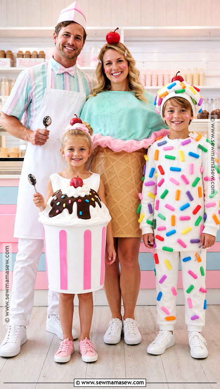 Ice Cream Shop Family Costume - 35 family costumes for four