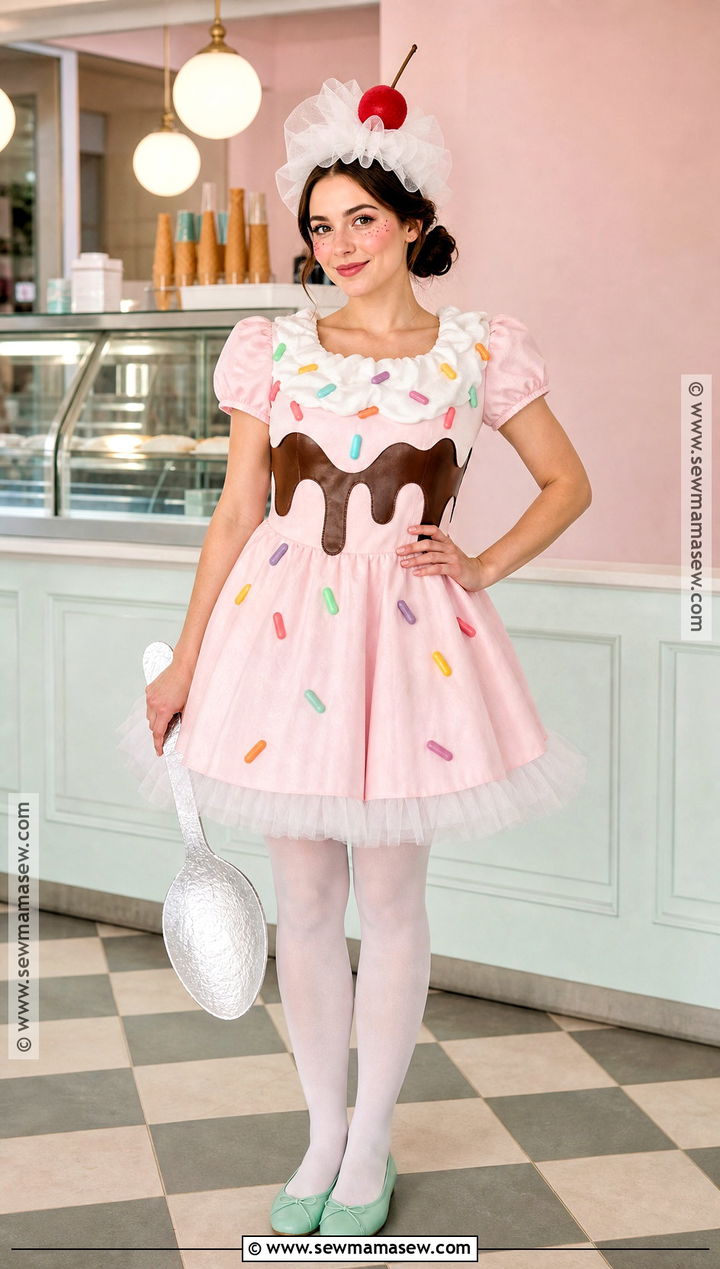 Ice Cream Sundae Costume With A Pastel Dress - 40 cute easy halloween costumes