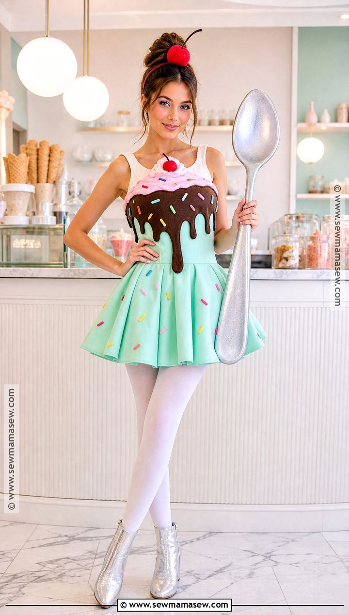 Ice Cream Sundae Costume With Cherry Hat - 40 cute halloween costume ideas