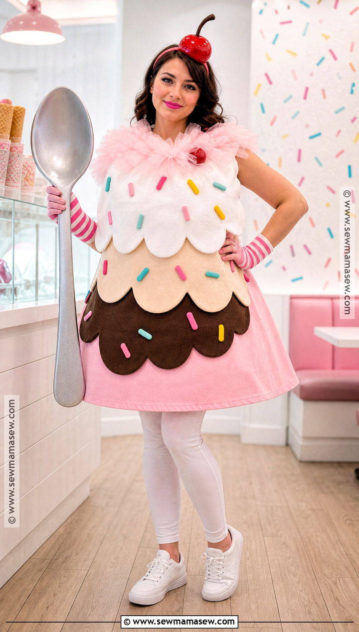 Ice Cream Sundae Costume With Cherry Headband - 40 unique costumes