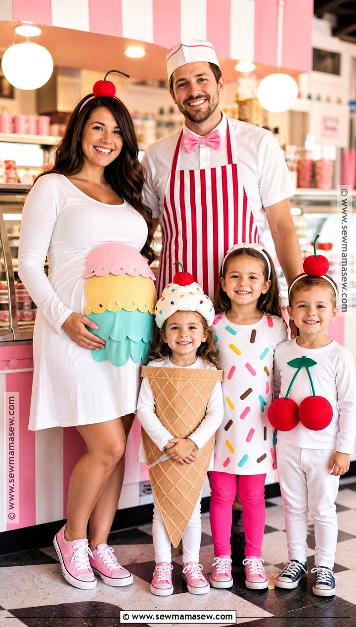 Ice Cream Sundae Family Costume - 30 pregnant halloween costumes for family