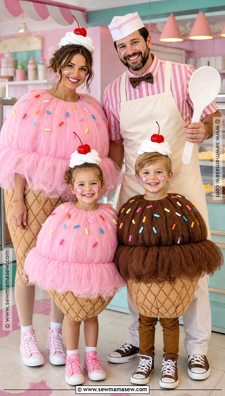 Ice Cream Sundae Family Costume - 40 family halloween costumes for 4