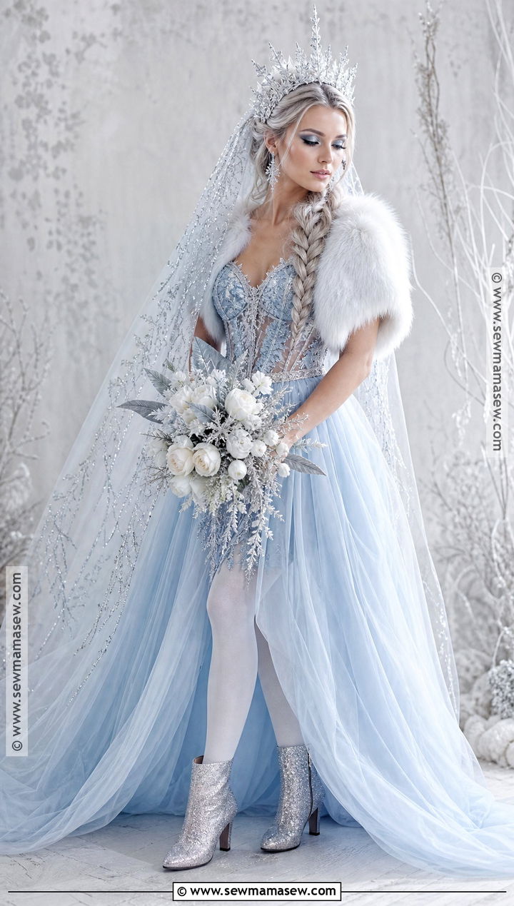 Ice Queen Bride Costume With Crystal Crown - 35 bride costume ideas