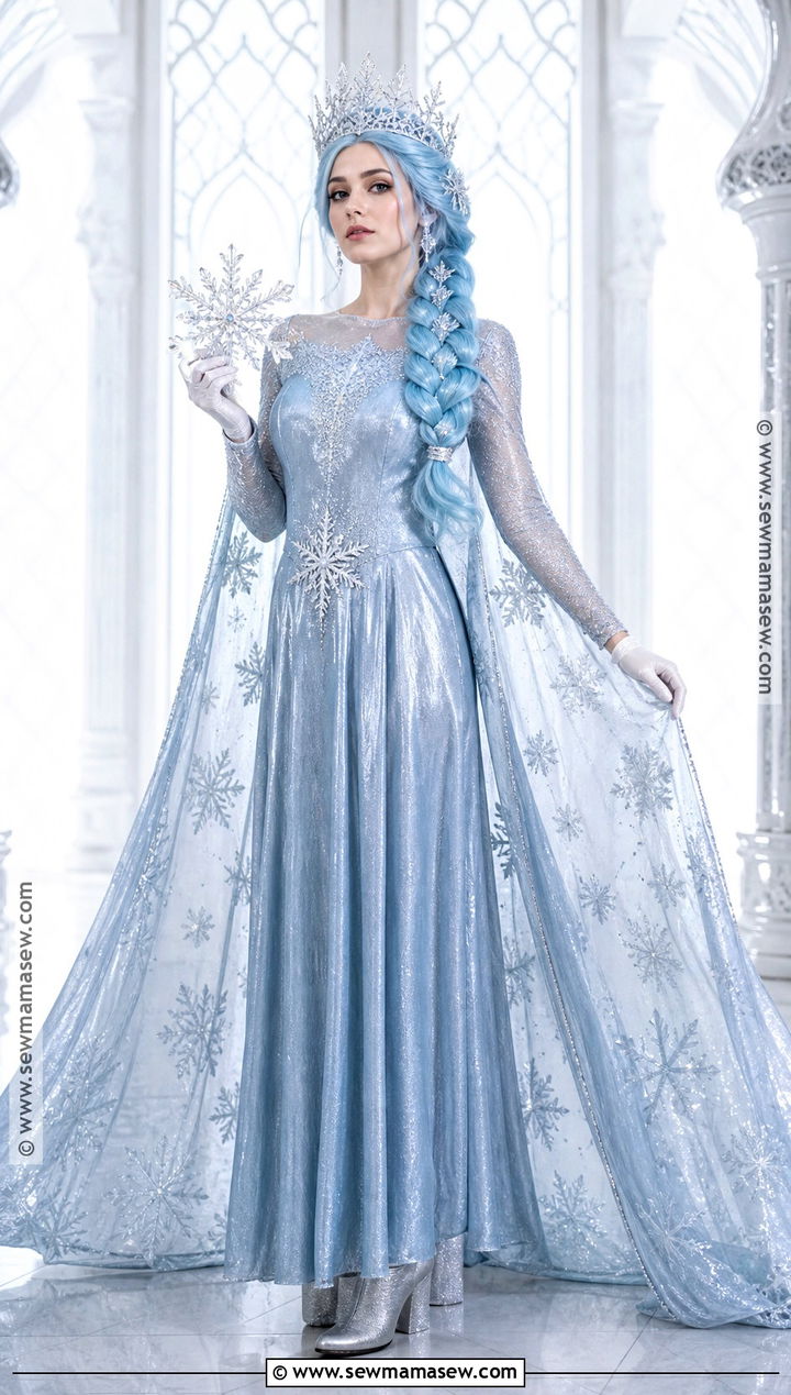 Ice Queen Costume With Blue Braided Hair - 30 blue hair costume ideas