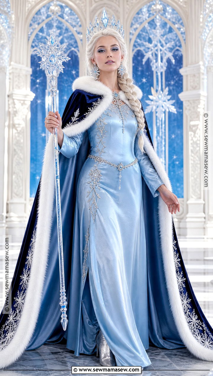 Ice Queen Costume With Blue Velvet Cape - 40 aesthetic halloween costumes