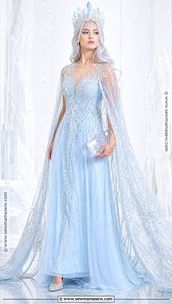 Ice Queen Costume With Crystal Cape - 35 halloween aesthetic costume ideas