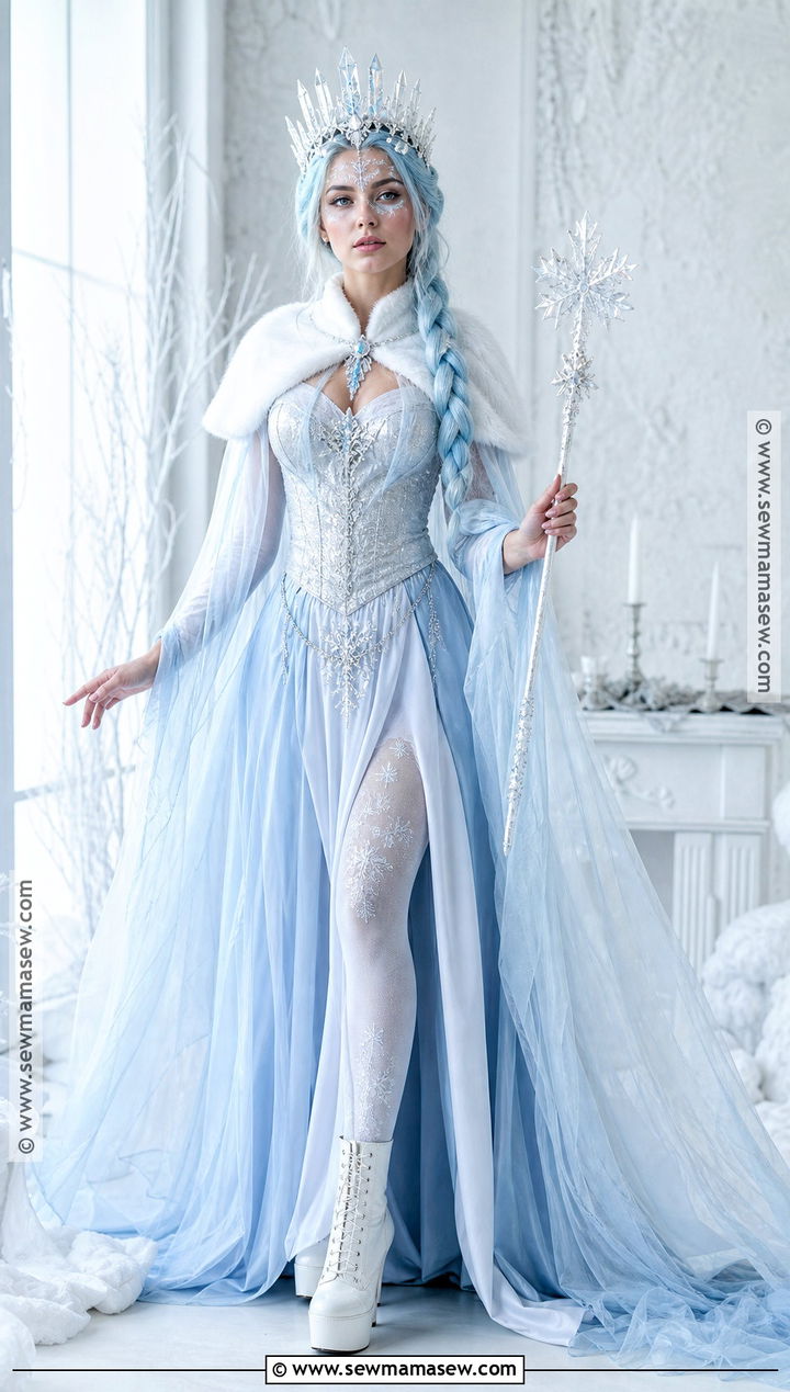 Ice Witch Costume With White Cape - 35 Fantasy Costumes