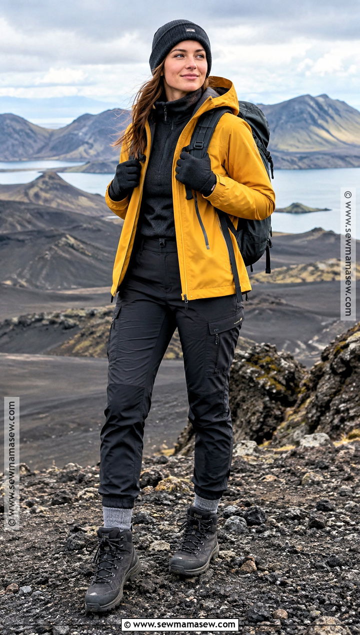 Iceland September Colorful Raincoat And Cargo Pants Outfit - 15 iceland september outfit ideas