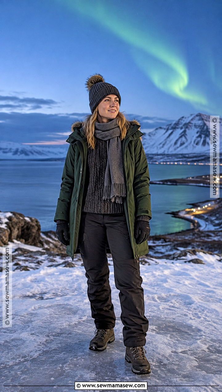 Iceland September Northern Lights Parka And Fleece Pants Outfit - 15 iceland september outfit ideas