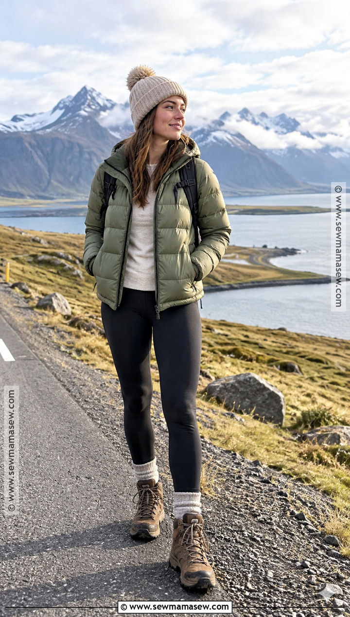 Iceland September Puffer Jacket And Thermal Leggings Outfit - 15 iceland september outfit ideas