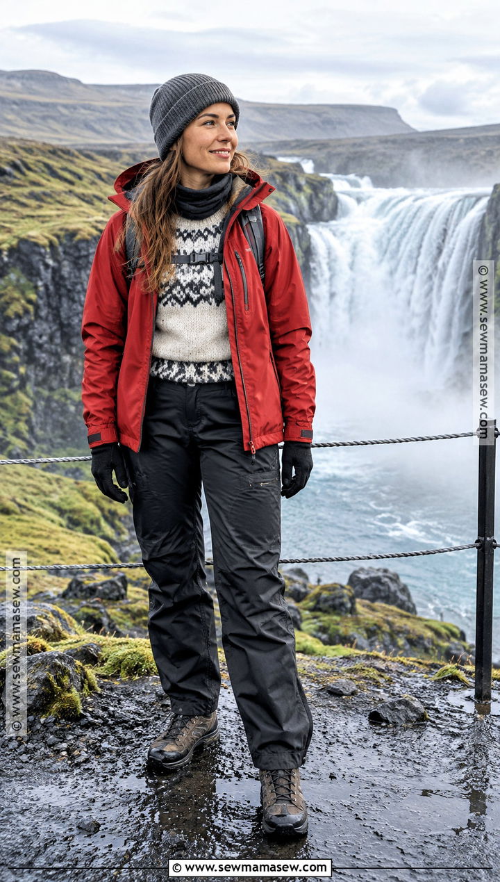 Iceland September Waterfall Sweater And Waterproof Shell Outfit - 15 iceland september outfit ideas