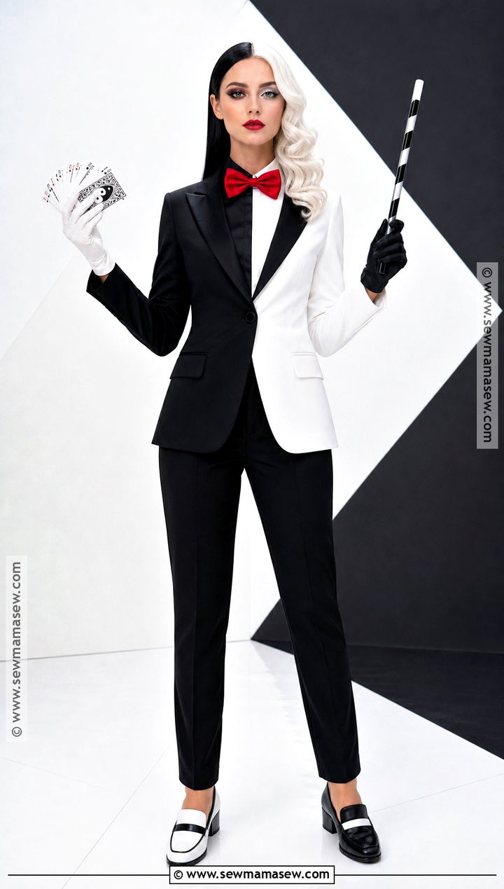 Illusionist Magician Costume With Split Color Suit - 35 Magician Costume Ideas for Women