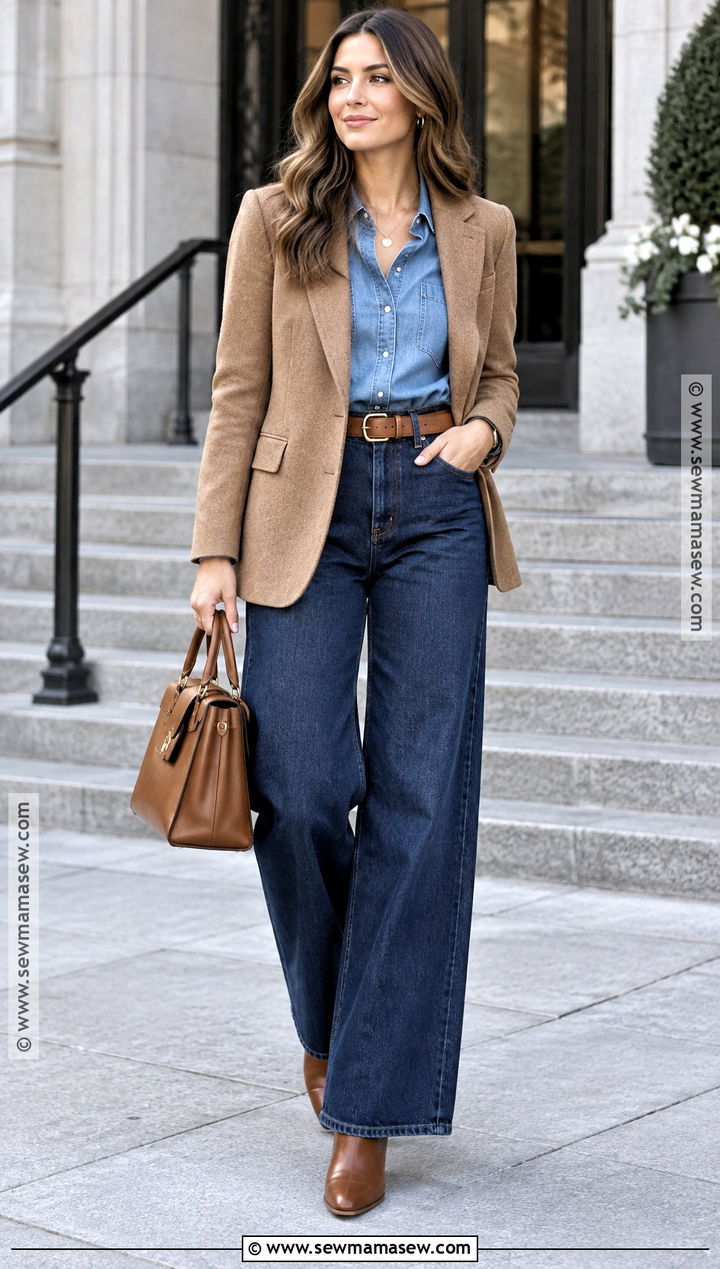 Indigo Jeans With a Denim Shirt - 25 Fall Outfits With Jeans