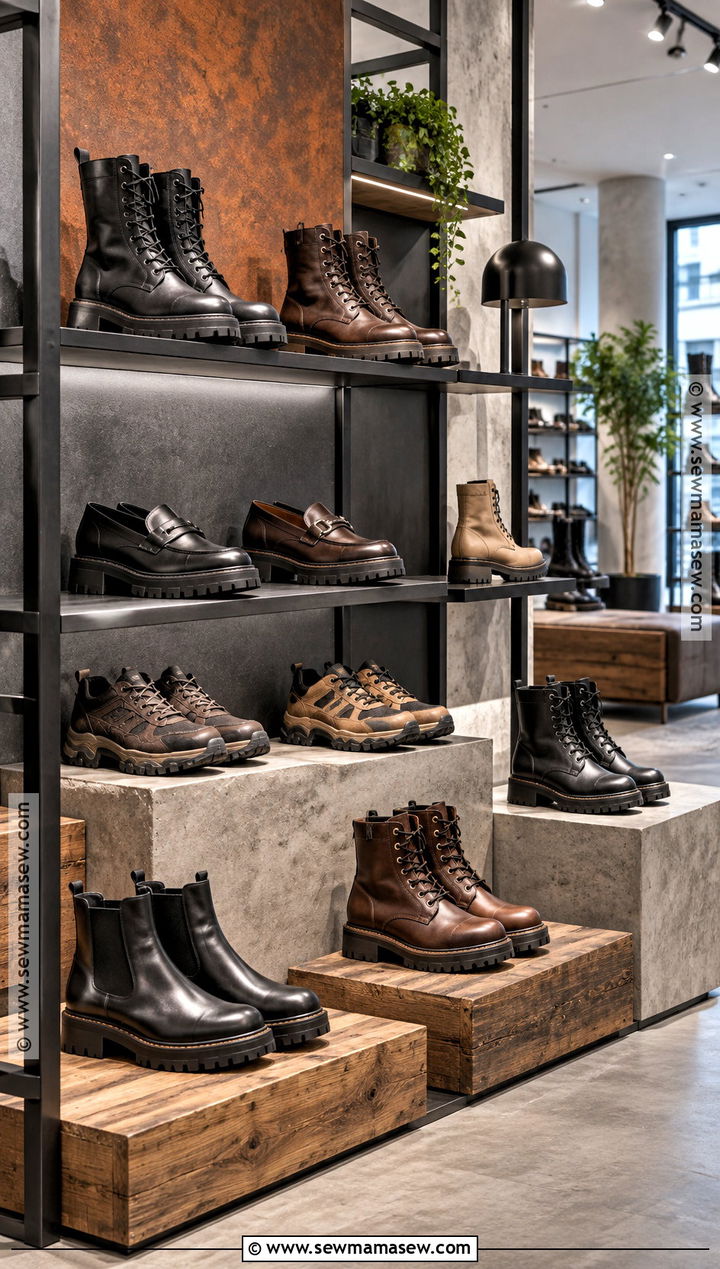 Industrial Fall Shoe Display - 15 Fall Shoe Collection Display Ideas