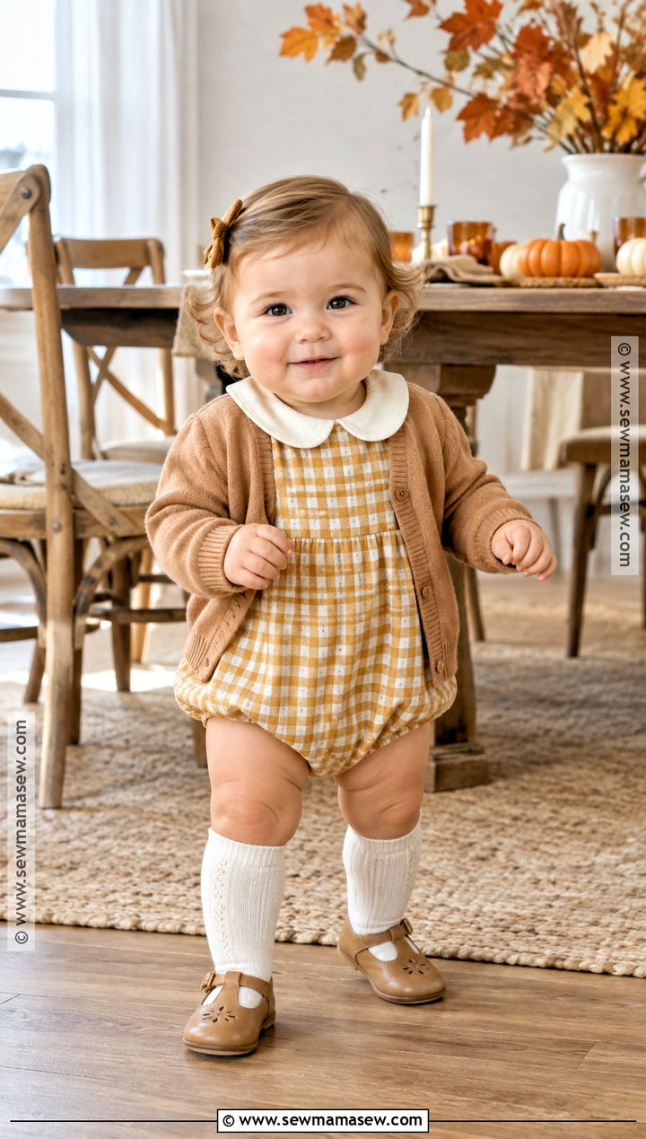 Infant Thanksgiving Gingham Bubble Romper Outfit - 15 infant thanksgiving outfit ideas