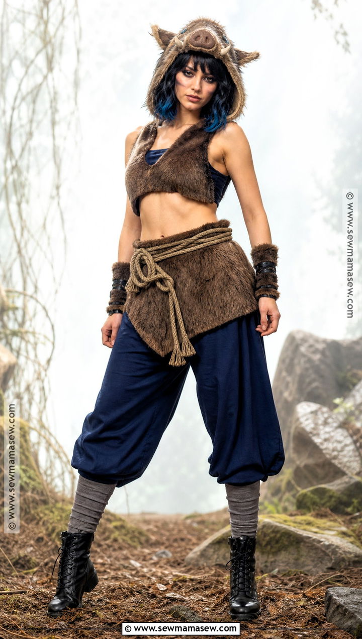Inosuke Cosplay With Faux Fur Crop Top - 30 Inosuke Cosplay Ideas for Females