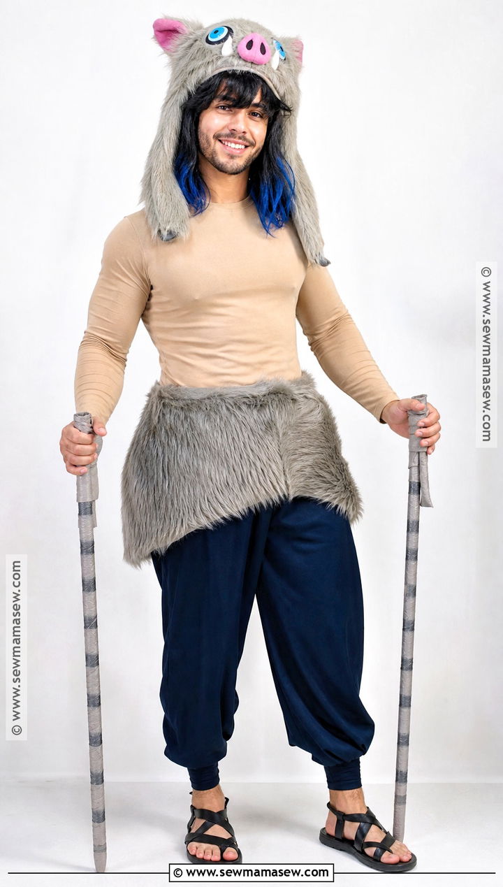 Inosuke Hashibira Cosplay With Fur Waist Wrap - 30 Easy Anime Cosplay Ideas for Men
