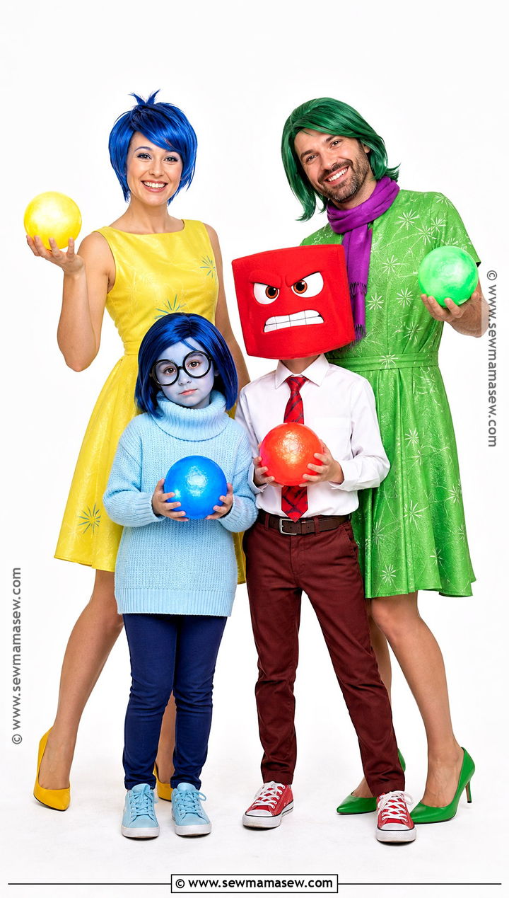 Inside Out Family Costume - 30 family costume ideas for 4