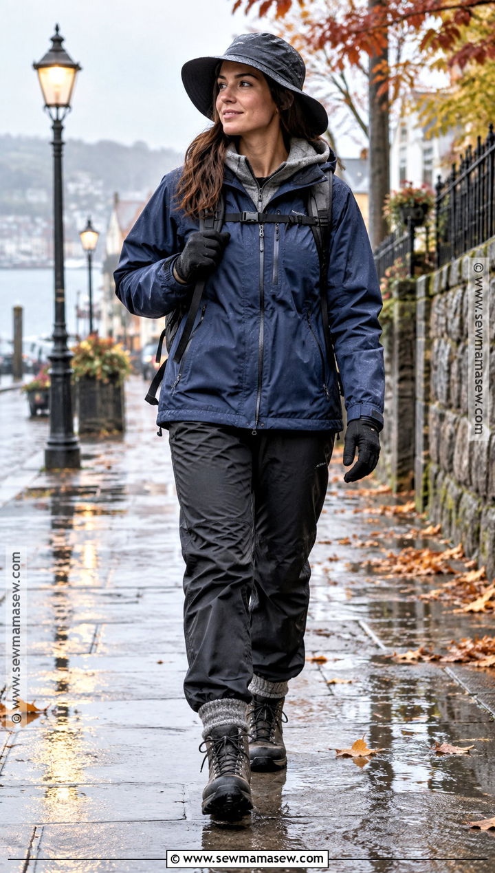 Insulated Raincoat With Hoodie And Waterproof Pants - 20 30 degree weather outfit fall ideas