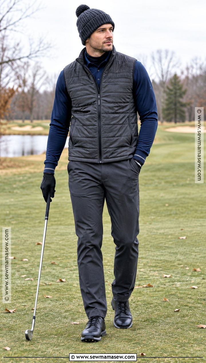 Insulated Vest And Lined Pants Outfit - 20 fall golf outfits for men