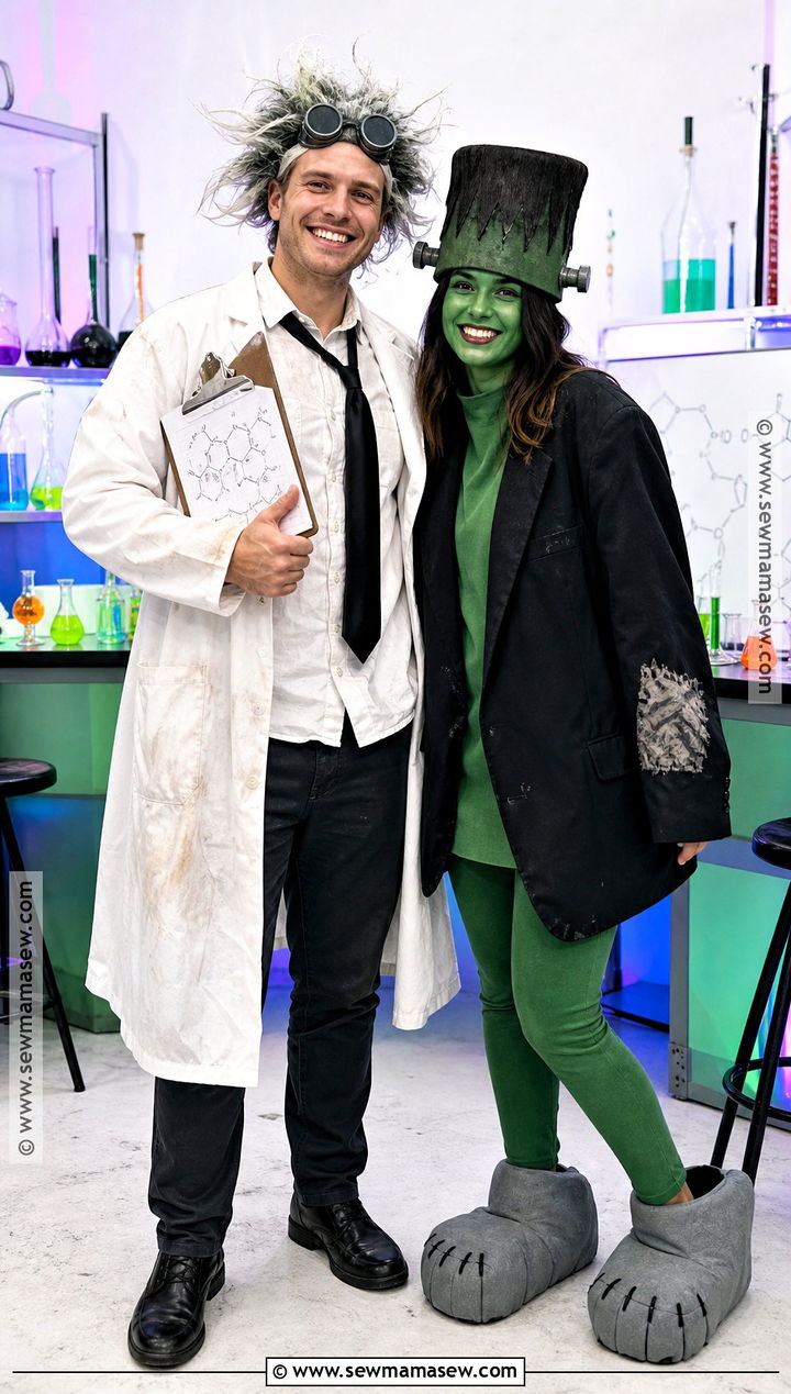 Inventor And Green Monster Couple Costume - 30 unique couple costumes