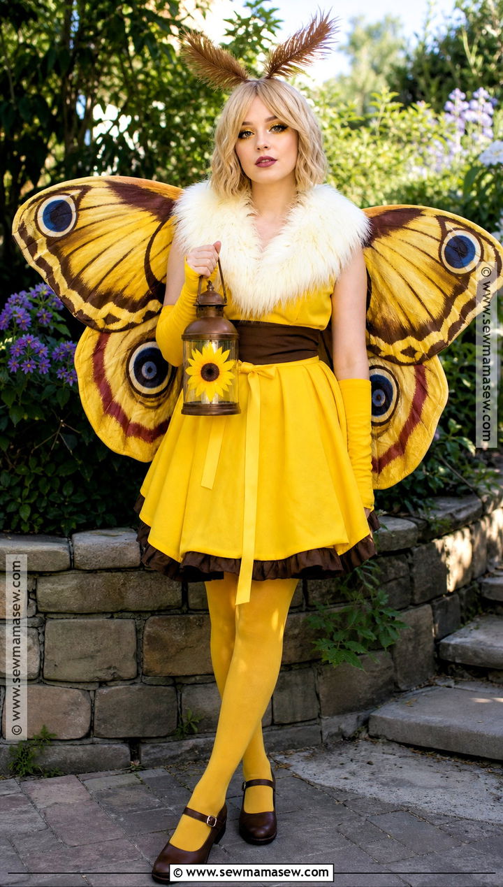 Io Moth Cosplay With Yellow Eye Spot Wings - 30 Moth Cosplay Ideas