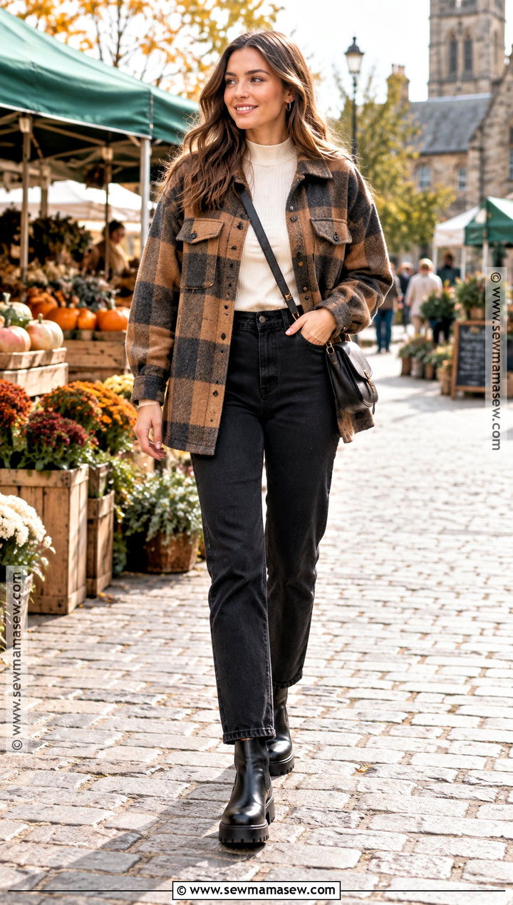 Ireland Fall Shacket and Black Jeans Outfit - 15 Ireland Capsule Wardrobe Fall Ideas