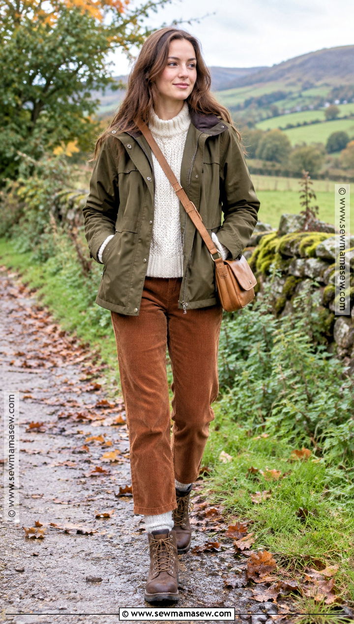 Ireland Fall Utility Jacket and Corduroy Pants Outfit - 15 Ireland Capsule Wardrobe Fall Ideas