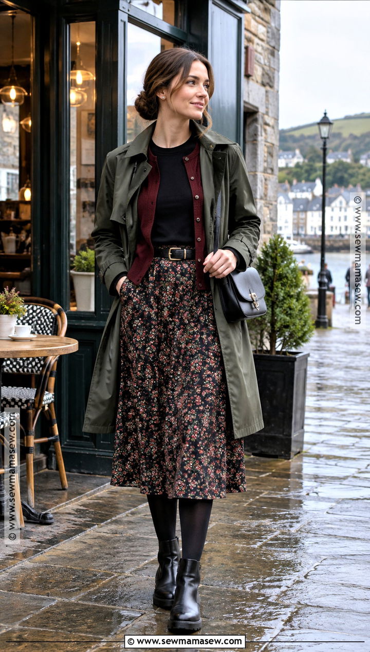Ireland September Cardigan And Midi Skirt Outfit - 20 outfits for ireland in september