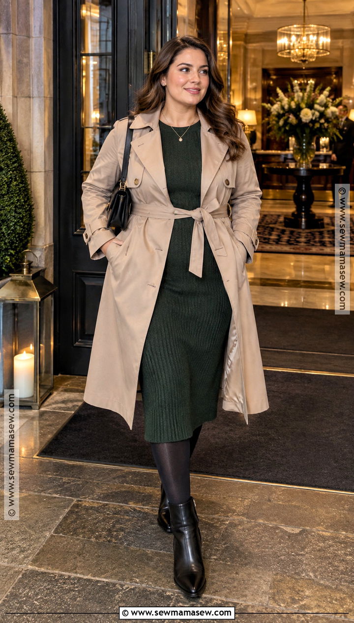 Ireland September Knit Dress And Raincoat Outfit - 20 outfits for ireland in september