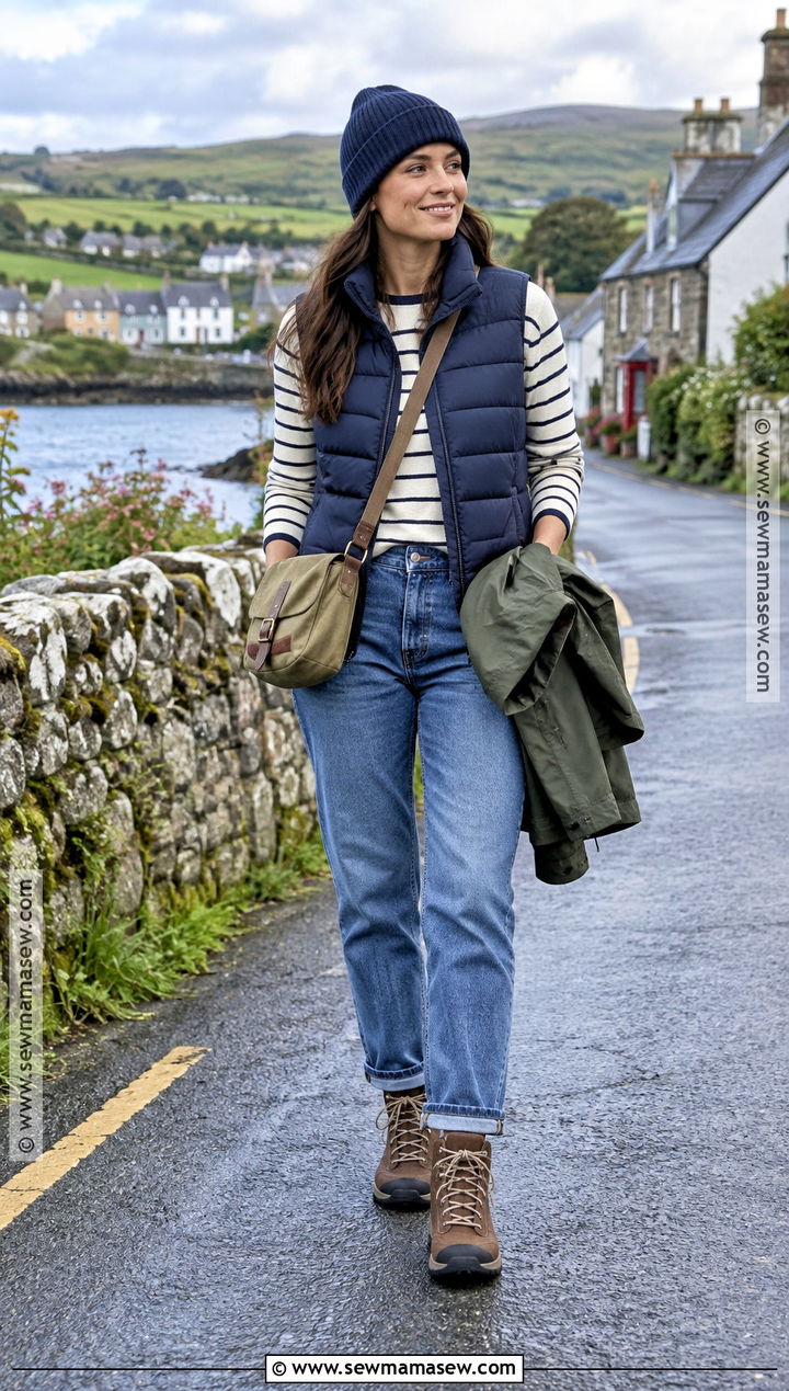 Ireland September Puffer Vest And Jeans Outfit - 20 outfits for ireland in september